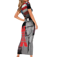 African American El Hajj Malik El Shabazz Short Sleeve Bodycon Dress 100 Years of Malcolm X