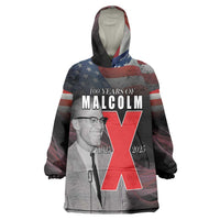 African American El Hajj Malik El Shabazz Wearable Blanket Hoodie 100 Years of Malcolm X