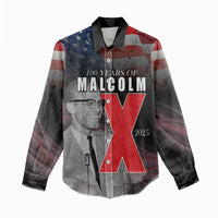 African American El Hajj Malik El Shabazz Women Casual Shirt 100 Years of Malcolm X