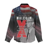 African American El Hajj Malik El Shabazz Women Casual Shirt 100 Years of Malcolm X