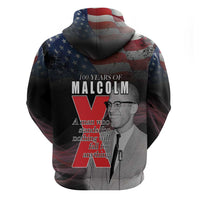 African American El Hajj Malik El Shabazz Zip Hoodie 100 Years of Malcolm X