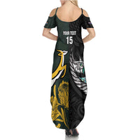 New Zealand and South Africa Rugby Custom Family Matching Summer Maxi Dress and Hawaiian Shirt Silver Fern With Springboks