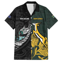 New Zealand and South Africa Rugby Custom Hawaiian Shirt Silver Fern With Springboks