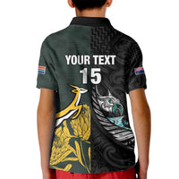 New Zealand and South Africa Rugby Custom Kid Polo Shirt Silver Fern With Springboks
