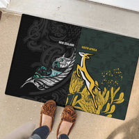 New Zealand and South Africa Rugby Rubber Doormat Silver Fern With Springboks