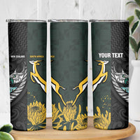 New Zealand and South Africa Rugby Custom Skinny Tumbler Silver Fern With Springboks