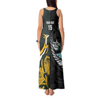 New Zealand and South Africa Rugby Custom Tank Maxi Dress Silver Fern With Springboks