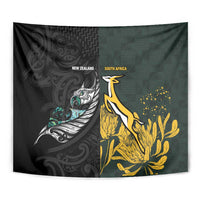 New Zealand and South Africa Rugby Tapestry Silver Fern With Springboks