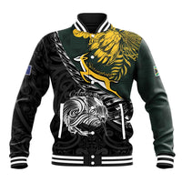 New Zealand and South Africa Rugby Personalised Baseball Jacket Maori Kiwi With Springboks
