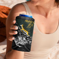 New Zealand and South Africa Rugby Personalised 4 in 1 Can Cooler Tumbler Maori Kiwi With Springboks