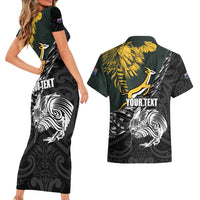 New Zealand and South Africa Rugby Personalised Couples Matching Short Sleeve Bodycon Dress and Hawaiian Shirt Maori Kiwi With Springboks