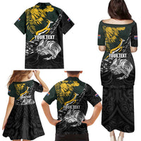 New Zealand and South Africa Rugby Personalised Family Matching Puletasi and Hawaiian Shirt Maori Kiwi With Springboks