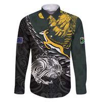 New Zealand and South Africa Rugby Personalised Family Matching Puletasi and Hawaiian Shirt Maori Kiwi With Springboks