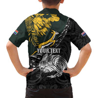 New Zealand and South Africa Rugby Personalised Family Matching Summer Maxi Dress and Hawaiian Shirt Maori Kiwi With Springboks