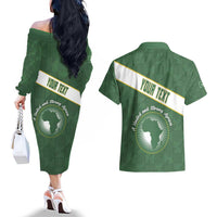Personalized African Union Day Couples Matching Off The Shoulder Long Sleeve Dress and Hawaiian Shirt Emblem With Kente Pattern - Wonder Print Shop