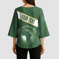 Personalized African Union Day Kimono Sleeve Blouse Emblem With Kente Pattern - Wonder Print Shop