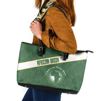 African Union Day Leather Tote Bag Emblem With Kente Pattern - Wonder Print Shop