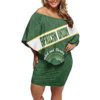 Personalized African Union Day Off Shoulder Short Dress Emblem With Kente Pattern - Wonder Print Shop