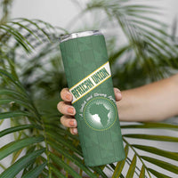 Personalized African Union Day Skinny Tumbler Emblem With Kente Pattern - Wonder Print Shop