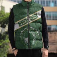 Personalized African Union Day Sleeveless Puffer Jacket Emblem With Kente Pattern - Wonder Print Shop