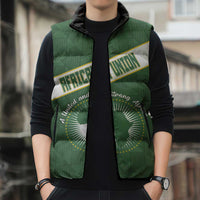 Personalized African Union Day Sleeveless Puffer Jacket Emblem With Kente Pattern - Wonder Print Shop