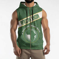 Personalized African Union Day Sleeveless Zip Hoodie Emblem With Kente Pattern - Wonder Print Shop