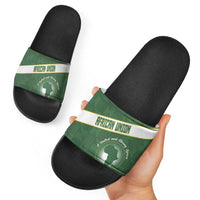 African Union Day Slide Sandals Emblem With Kente Pattern - Wonder Print Shop