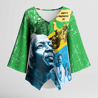 Happy Tanzania Nyerere Day Kimono Sleeve Blouse One Nation - One People - Wonder Print Shop
