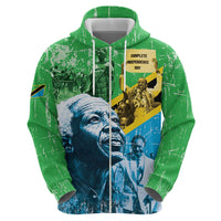 Happy Tanzania Nyerere Day Zip Hoodie One Nation - One People - Wonder Print Shop