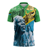 Happy Tanzania Nyerere Day Zipper Polo Shirt One Nation - One People - Wonder Print Shop