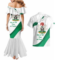 Personalized Nigeria Independence Day Couples Matching Mermaid Dress and Hawaiian Shirt Unity and Faith Peace and Progress - Wonder Print Shop
