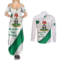 Personalized Nigeria Independence Day Couples Matching Summer Maxi Dress and Long Sleeve Button Shirt Unity and Faith Peace and Progress - Wonder Print Shop