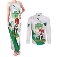 Personalized Nigeria Independence Day Couples Matching Tank Maxi Dress and Long Sleeve Button Shirt Unity and Faith Peace and Progress - Wonder Print Shop