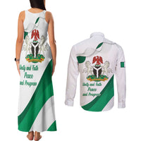 Personalized Nigeria Independence Day Couples Matching Tank Maxi Dress and Long Sleeve Button Shirt Unity and Faith Peace and Progress - Wonder Print Shop