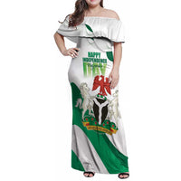 Personalized Nigeria Independence Day Family Matching Off Shoulder Maxi Dress and Hawaiian Shirt Unity and Faith Peace and Progress - Wonder Print Shop