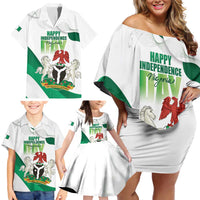 Personalized Nigeria Independence Day Family Matching Off Shoulder Short Dress and Hawaiian Shirt Unity and Faith Peace and Progress - Wonder Print Shop