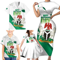 Personalized Nigeria Independence Day Family Matching Short Sleeve Bodycon Dress and Hawaiian Shirt Unity and Faith Peace and Progress - Wonder Print Shop