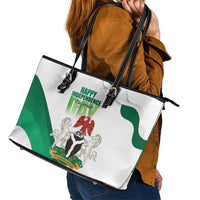 Nigeria Independence Day Leather Tote Bag Unity and Faith Peace and Progress - Wonder Print Shop
