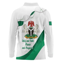 Personalized Nigeria Independence Day Long Sleeve Polo Shirt Unity and Faith Peace and Progress - Wonder Print Shop