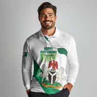Personalized Nigeria Independence Day Long Sleeve Polo Shirt Unity and Faith Peace and Progress - Wonder Print Shop