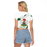 Personalized Nigeria Independence Day Raglan Cropped T Shirt Unity and Faith Peace and Progress - Wonder Print Shop