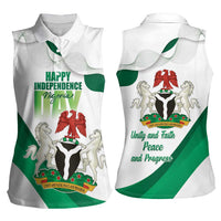 Personalized Nigeria Independence Day Women Sleeveless Polo Shirt Unity and Faith Peace and Progress - Wonder Print Shop