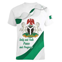 Personalized Nigeria Independence Day Women V-Neck T-Shirt Unity and Faith Peace and Progress - Wonder Print Shop