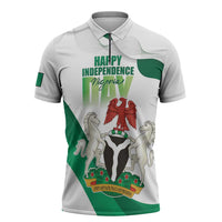 Personalized Nigeria Independence Day Zipper Polo Shirt Unity and Faith Peace and Progress - Wonder Print Shop