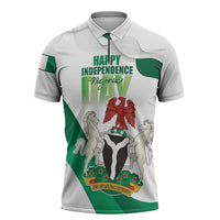 Personalized Nigeria Independence Day Zipper Polo Shirt Unity and Faith Peace and Progress - Wonder Print Shop