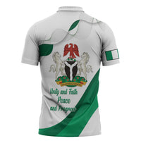 Personalized Nigeria Independence Day Zipper Polo Shirt Unity and Faith Peace and Progress - Wonder Print Shop