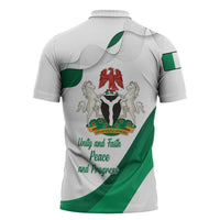 Personalized Nigeria Independence Day Zipper Polo Shirt Unity and Faith Peace and Progress - Wonder Print Shop