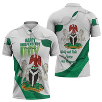 Personalized Nigeria Independence Day Zipper Polo Shirt Unity and Faith Peace and Progress - Wonder Print Shop
