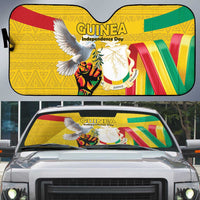 Guinea Independence Day Auto Sun Shade Coat Of Arms With African Pattern - Wonder Print Shop