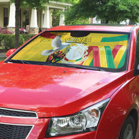 Guinea Independence Day Auto Sun Shade Coat Of Arms With African Pattern - Wonder Print Shop